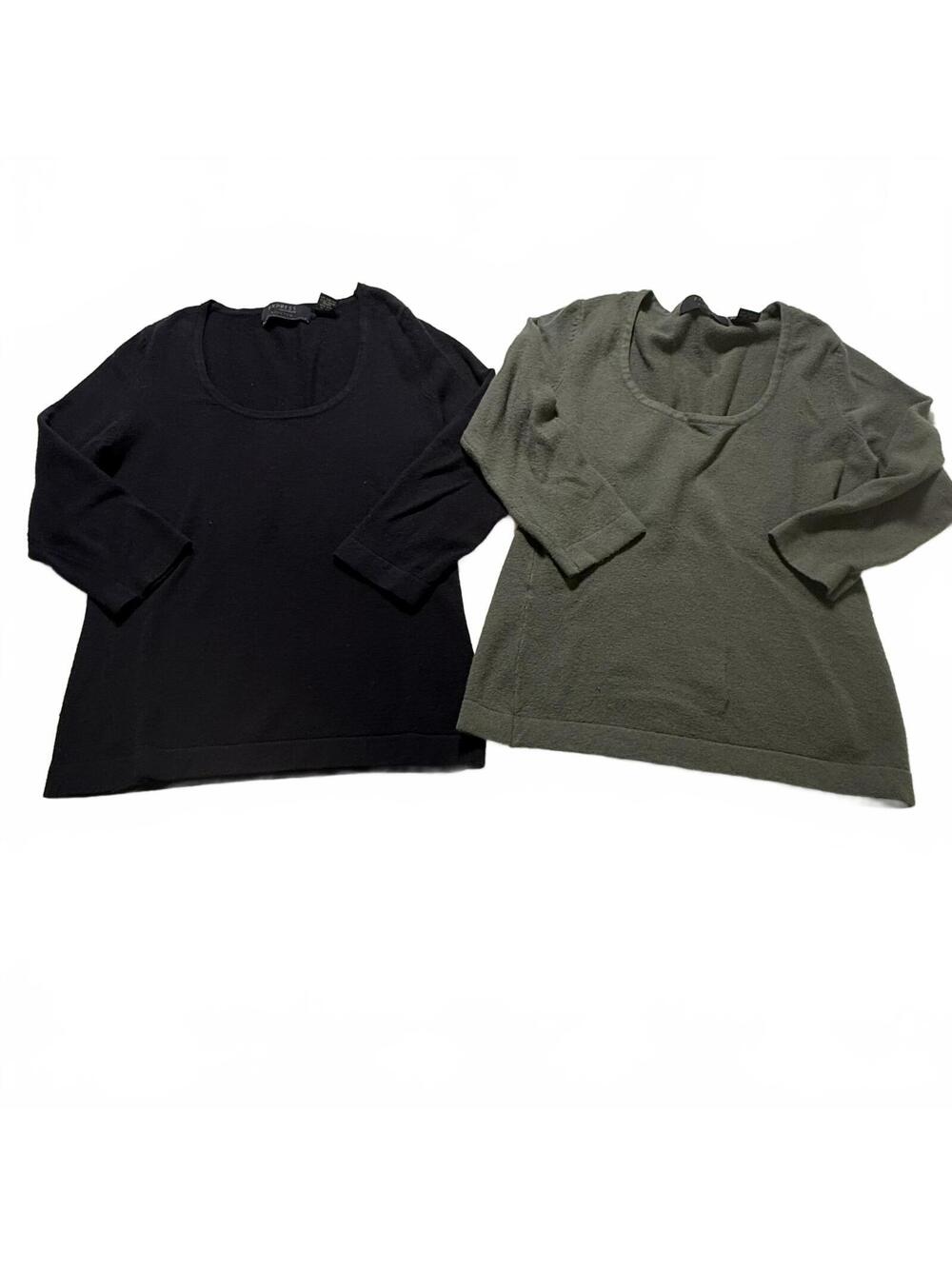 EXPRESS SZ S, Lot of 2 Sweaters Black/Olive Green 3/4 Sleeves Acrylic Blend‎ Y2K